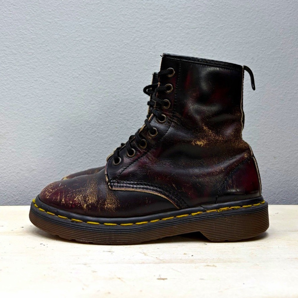 Dr. Martens Burgundy Leather 1460 "Made In England" Boots Size 4 Uk 6 Us